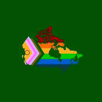 map of Canada with colours of Pride